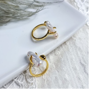 Baroque Pearl Open Ring Gold