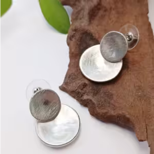Silver Disc Drop Earrings