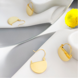 Golden Half Disc Hook Earrings