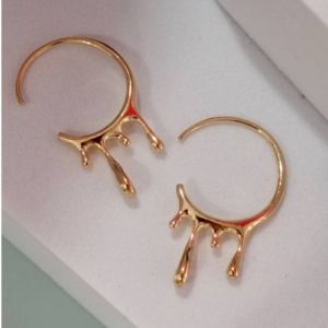 Gold Hoop Pearl Drop Earrings