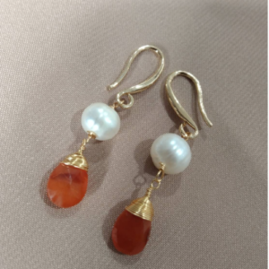 Pearl Amber Drop Earrings