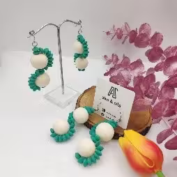 Mint Wood Disc Earrings