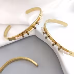 White Beaded Cuff Bracelet