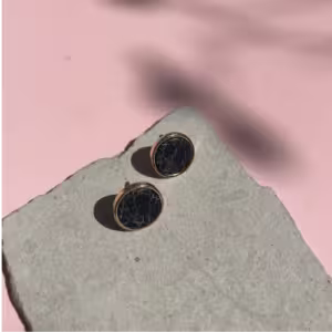 Black Round Stud Earrings