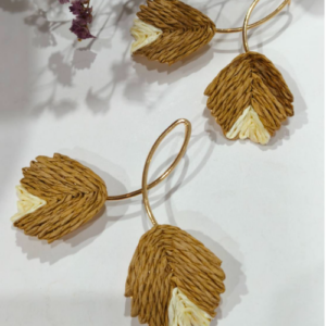 Natural Paper Leaf Tassel Earrings