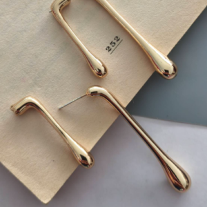 Gold Pearl Puddle Stud Earrings