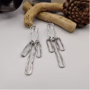 Silver Abstract Link Earrings