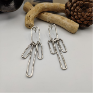 Silver Abstract Link Earrings