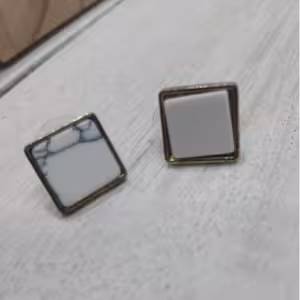 White Square Stud Earrings