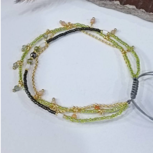 Lime Green Multistrand Beaded Bracelet