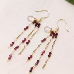 Purple Crystal Chain Earrings