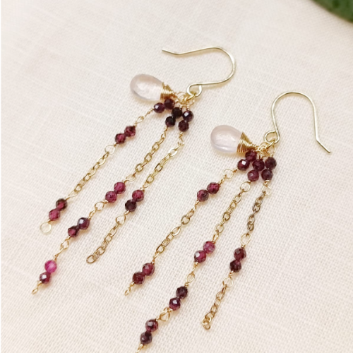 Purple Crystal Chain Earrings