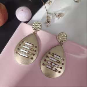 White Cutout Teardrop Earrings