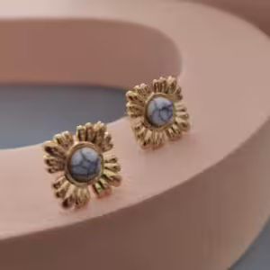 White Sunburst Stud Earrings