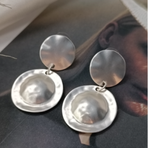 Silver Dome Disc Earrings