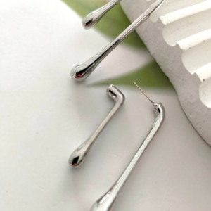 Silver Pearl Puddle Stud Earrings