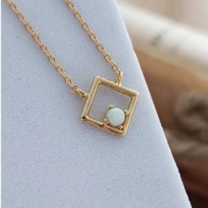 Gold Square Pearl Necklace