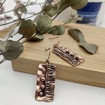Rose Gold Beaded Rectangle Earrings