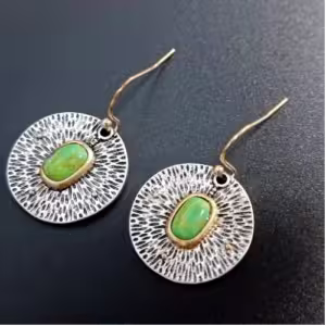 Green Stone Medallion Earrings