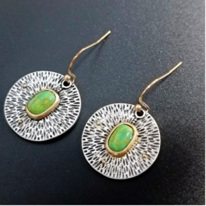 Green Stone Medallion Earrings