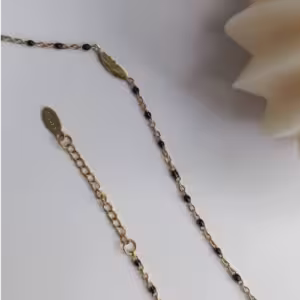 Black Beaded Leaf Charm Bracelet