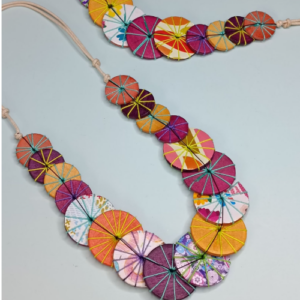 Multicolor Patchwork Disc Necklace