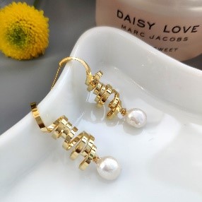 Gold Spiral Pearl Earrings