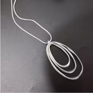 Silver Nested Oval Necklace