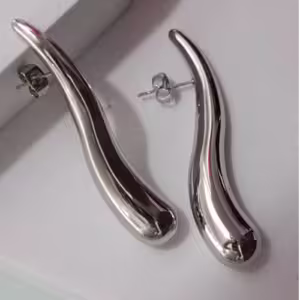 Silver Plated Curve Drop Earrings