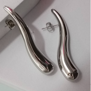 Silver Curve Drop Earrings