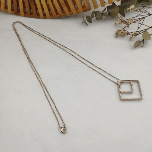 Rose Gold Open Square Necklace