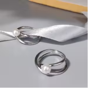 Silver Pearl Open Band Ring