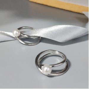 Silver Pearl Open Band Ring