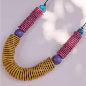 Pink Mustard Disc Necklace