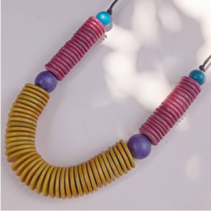 Pink Mustard Disc Necklace