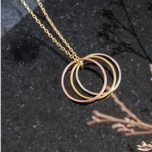 Gold Triple Ring Necklace