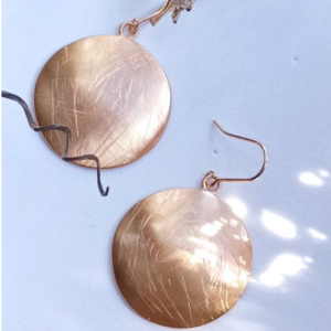 Rose Golden Brushed Disc Earrings