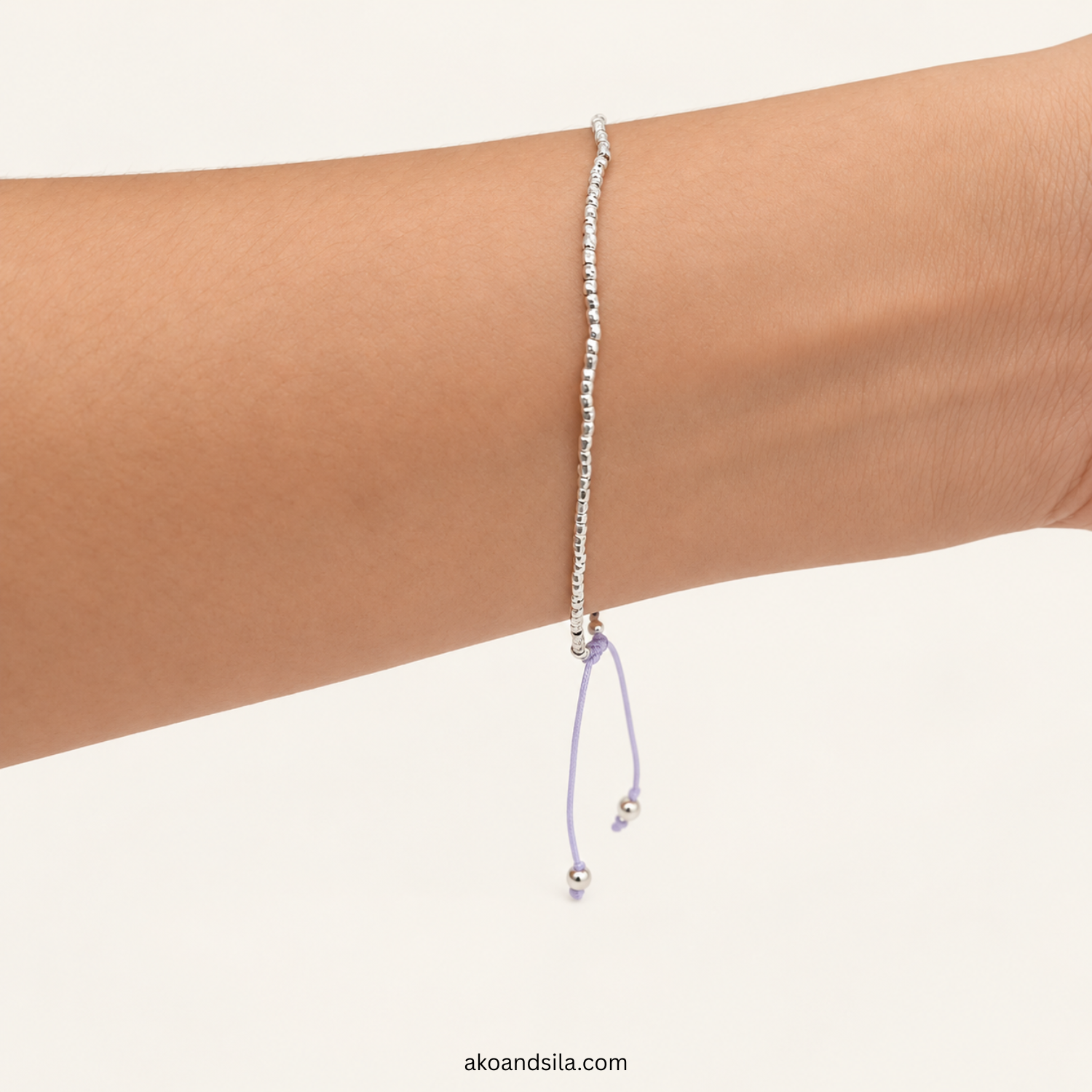Lilac Silver Beaded Bracelet - Image 4