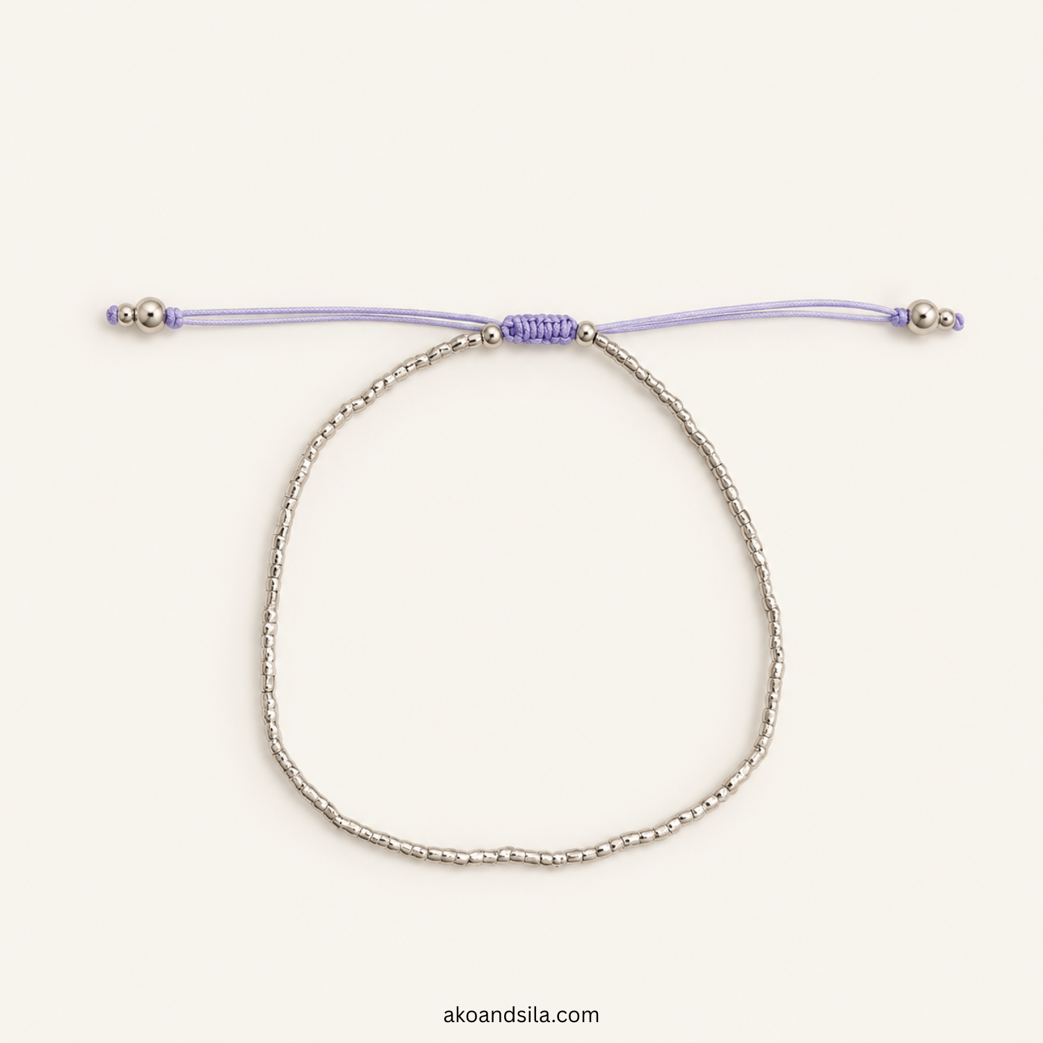 Lilac Silver Beaded Bracelet - Image 2