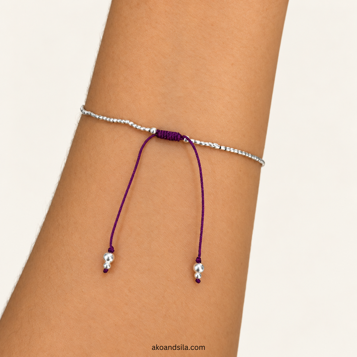 Lavender Silver Beaded Bracelet - Image 4