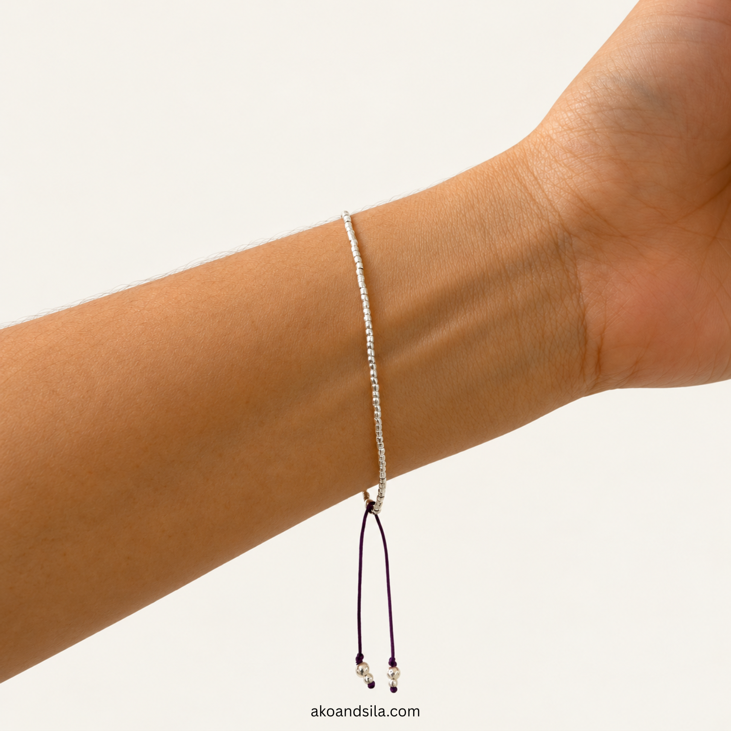 Lavender Silver Beaded Bracelet - Image 3