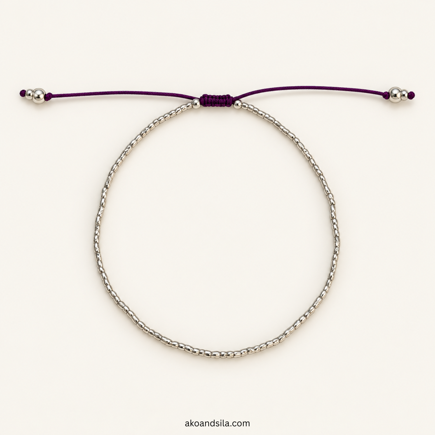 Lavender Silver Beaded Bracelet - Image 2