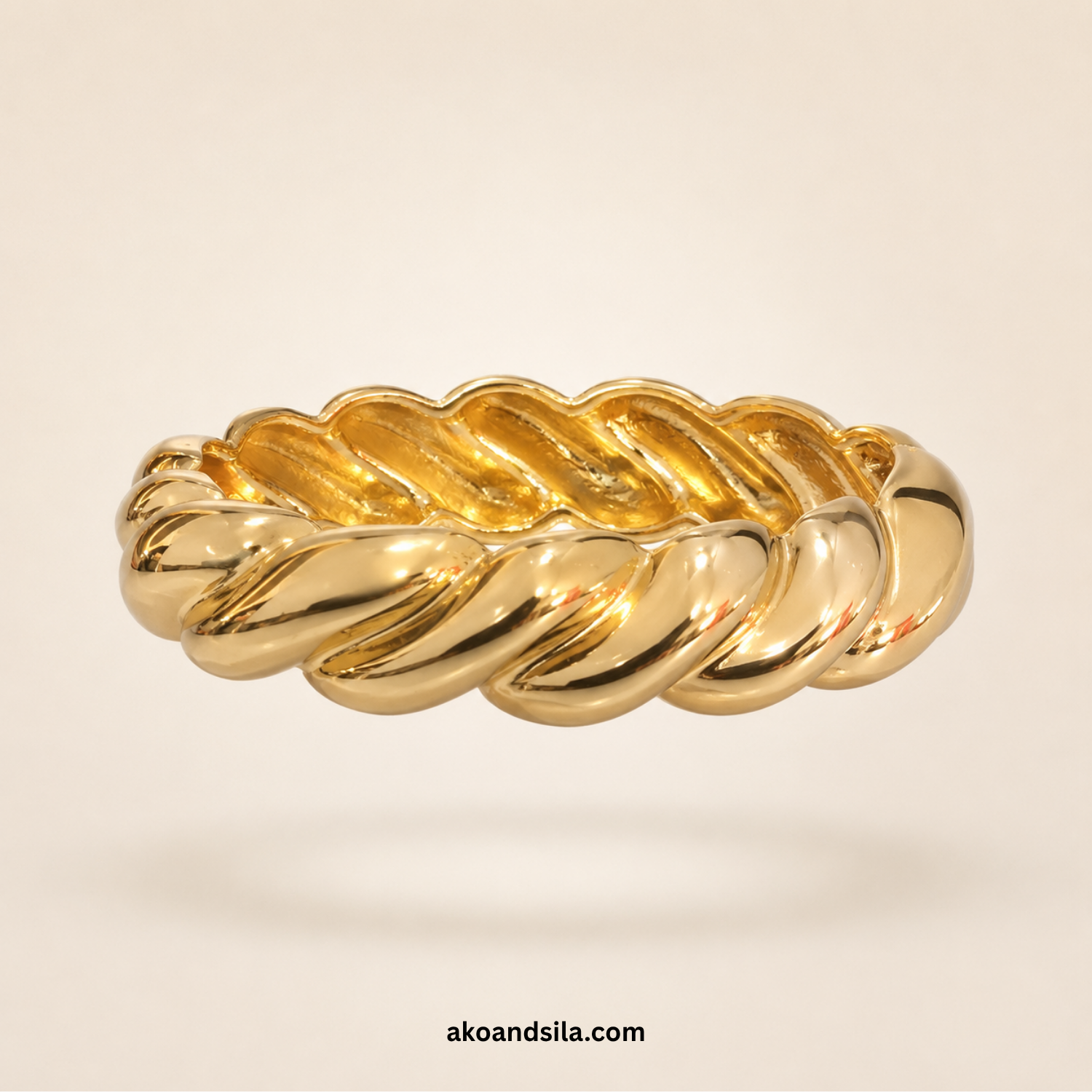 Golden Twisted Bangle Bracelet - Image 3