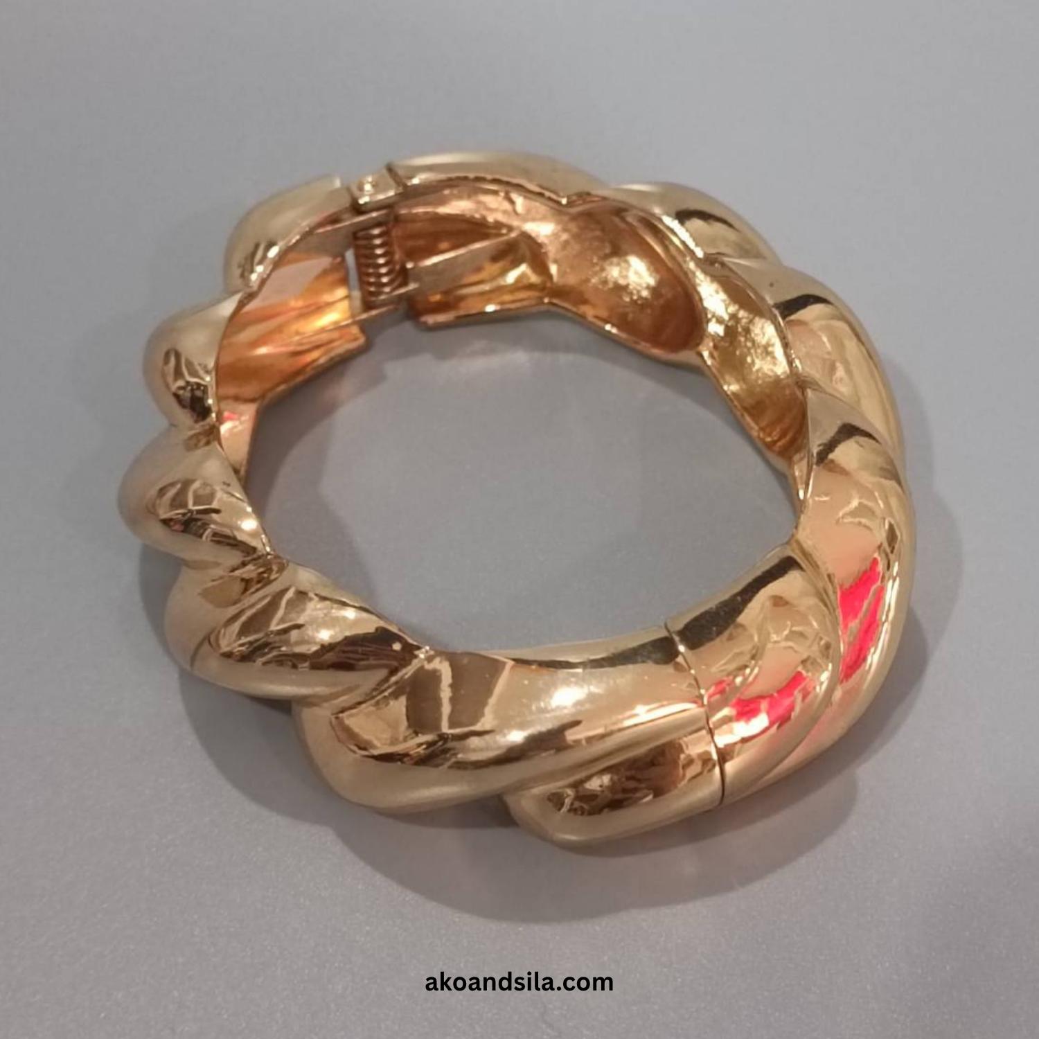 Golden Twisted Bangle Bracelet - Image 5
