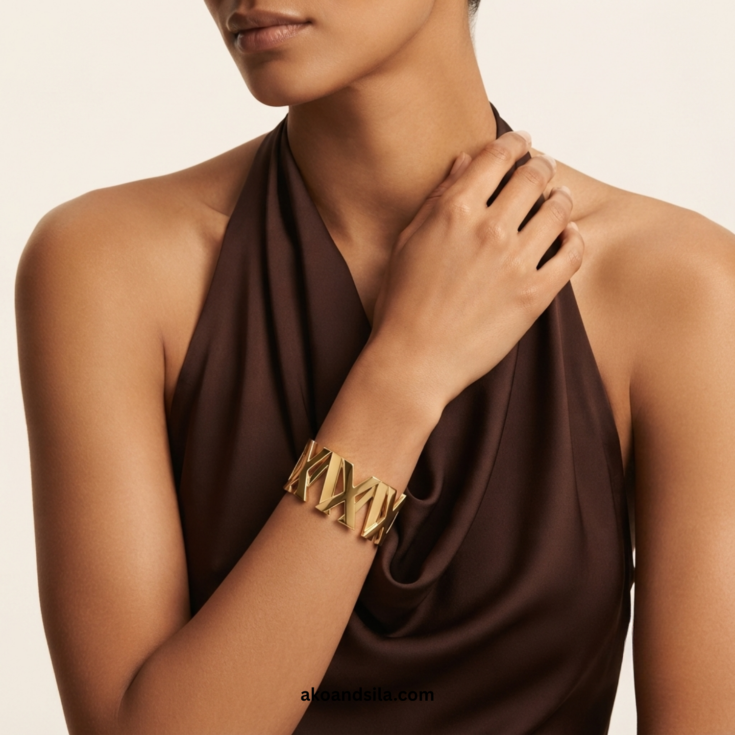 Golden Zigzag Cuff Bracelet - Image 2