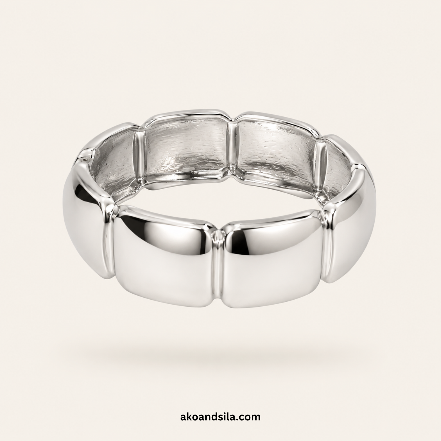 Silver Chunky Link Cuff Bracelet - Image 3