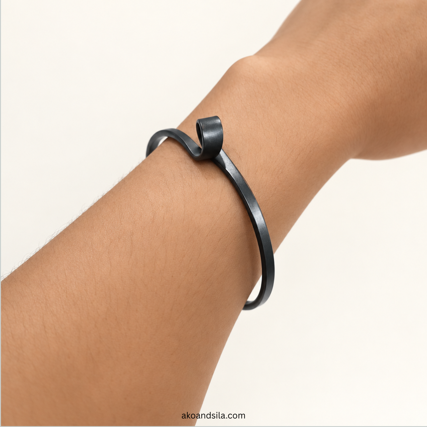 Gunmetal Loop Open Cuff Bracelet - Image 2