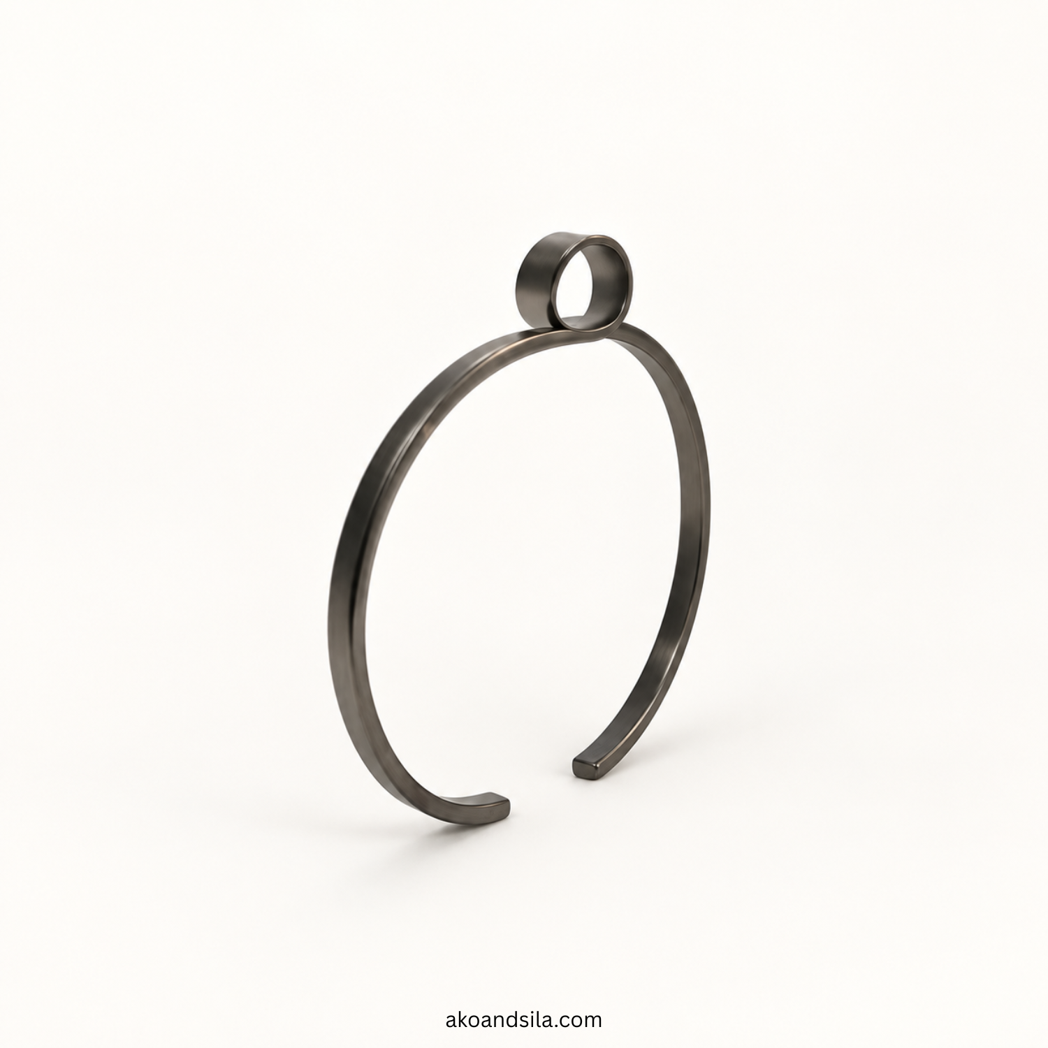 Gunmetal Loop Open Cuff Bracelet - Image 3