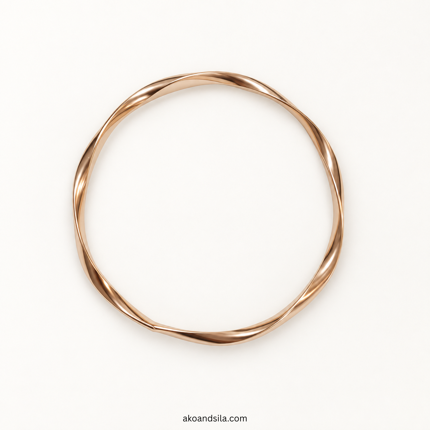 Rose Golden Twisted Bangle Bracelet - Image 4