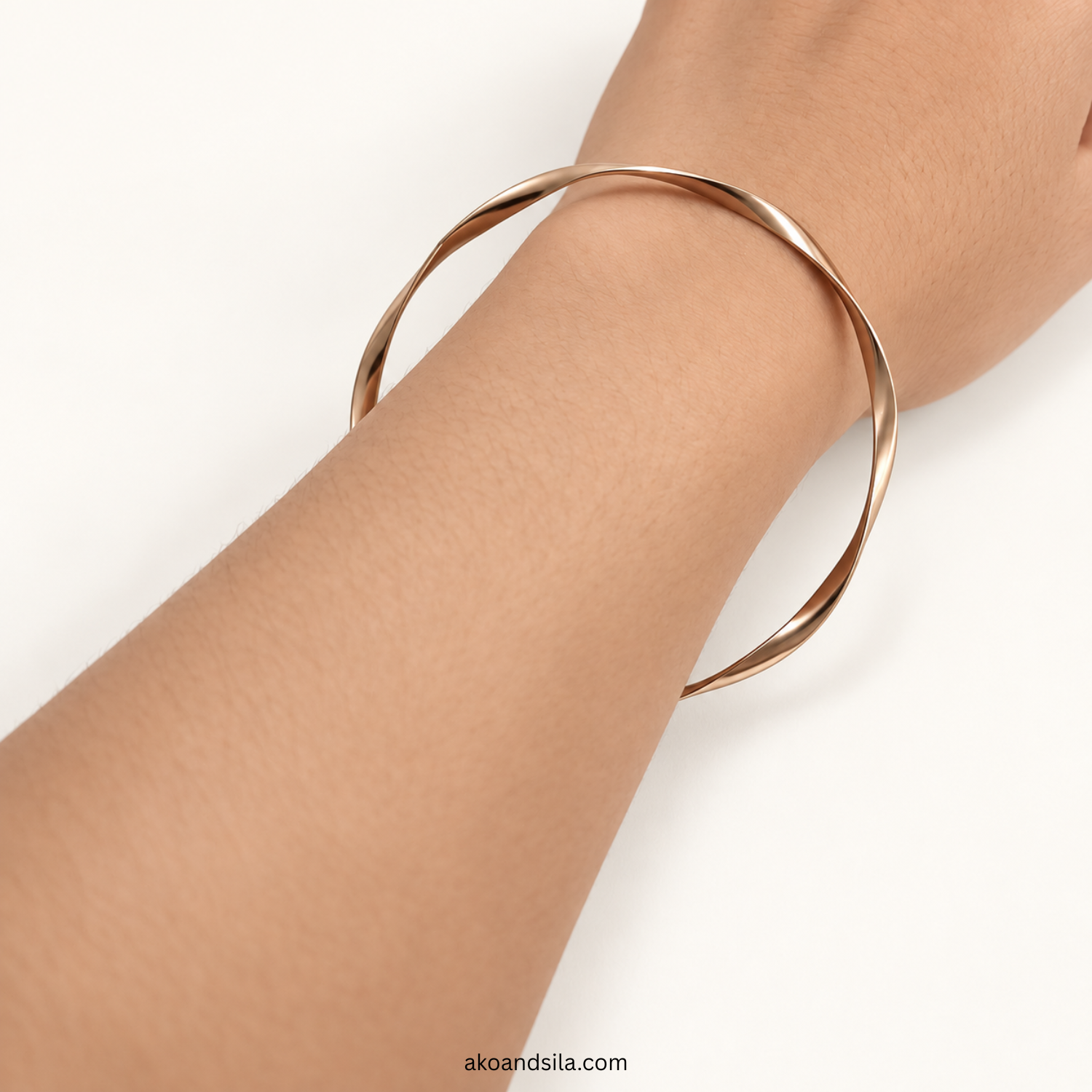 Rose Golden Twisted Bangle Bracelet - Image 2